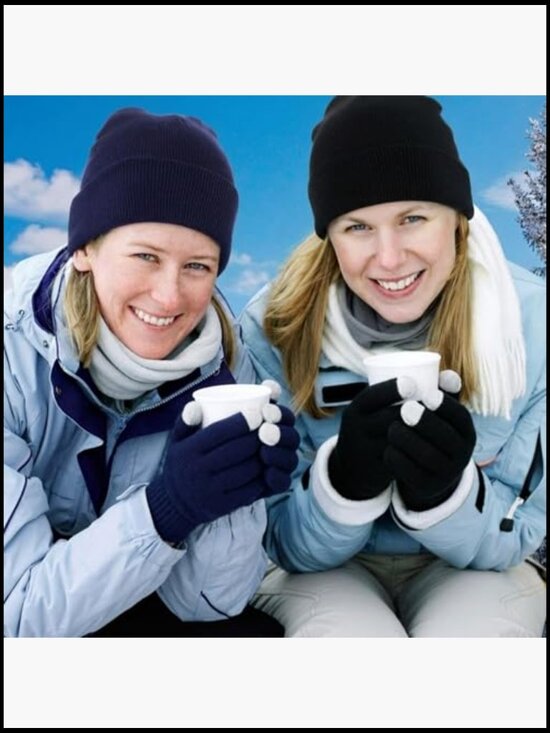 6 Beanies & 6 Touchscreen Gloves Set Stretchable Acrylic Knit Winter Accessories main image 4